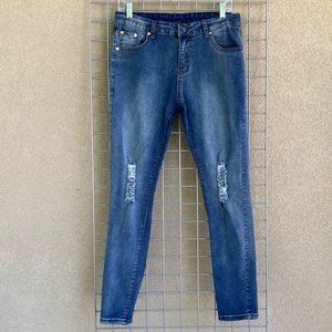 Men's Ripped Slim Skinny Fit Destroyed Jeans Sz 30